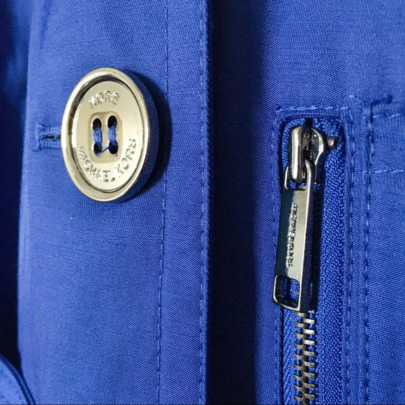 Michael Kors Blue Double Breasted Trench Coat - Picture 3 of 8